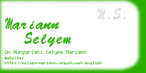 mariann selyem business card